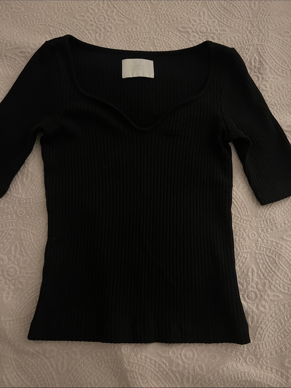 Citizens of Humanity Black Ribbed Scoop Neck Top | Size Small | Organic Cotton